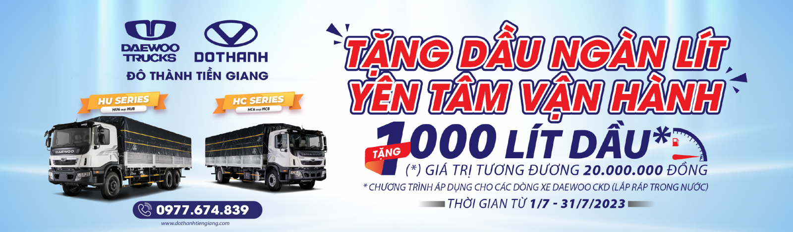 TẶNG 1000 LÍT DẦU DAEWOO